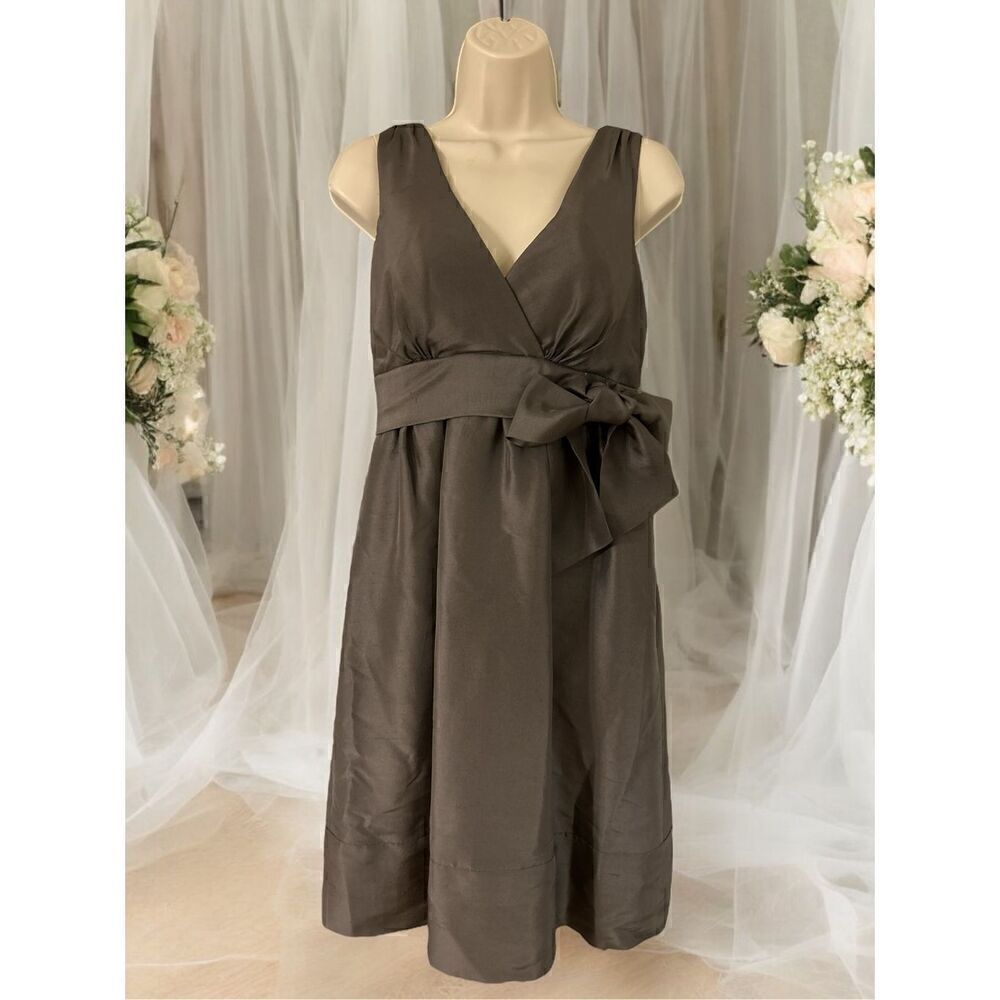 Jenny Yoo Woman's Silk Gray Cocktail Formal Dress Size 4